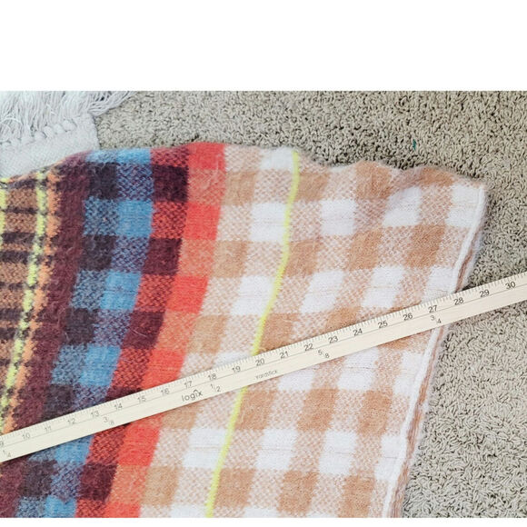 Free People Ainsley Plaid Hooded Wool Blend Poncho in Apple Cider Combo, sz S - Picture 13 of 16
